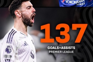 B费英超参与137球超越阿扎尔，比后者少踢了22场比赛